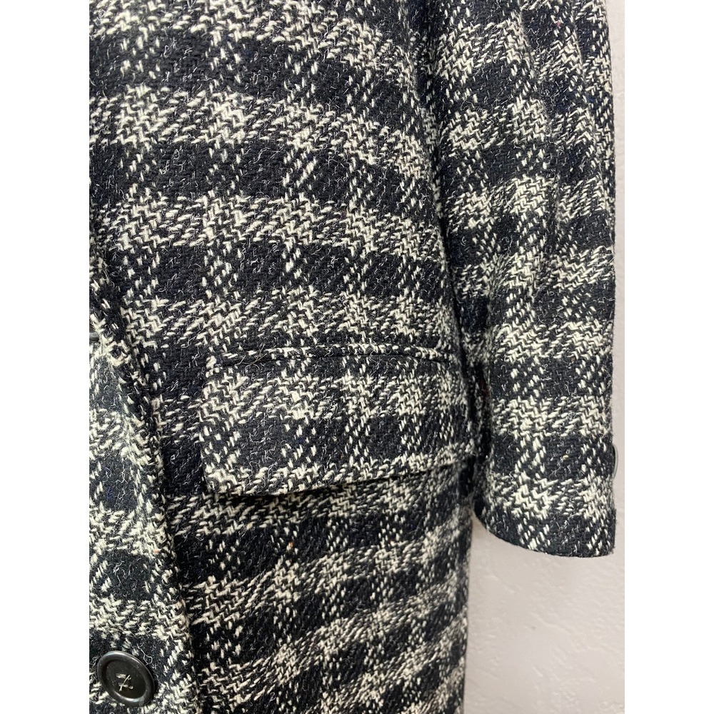 Vintage Houndstooth Double Breasted Wool Blend Trench Coat, Size 9/10 - Picture 7 of 10